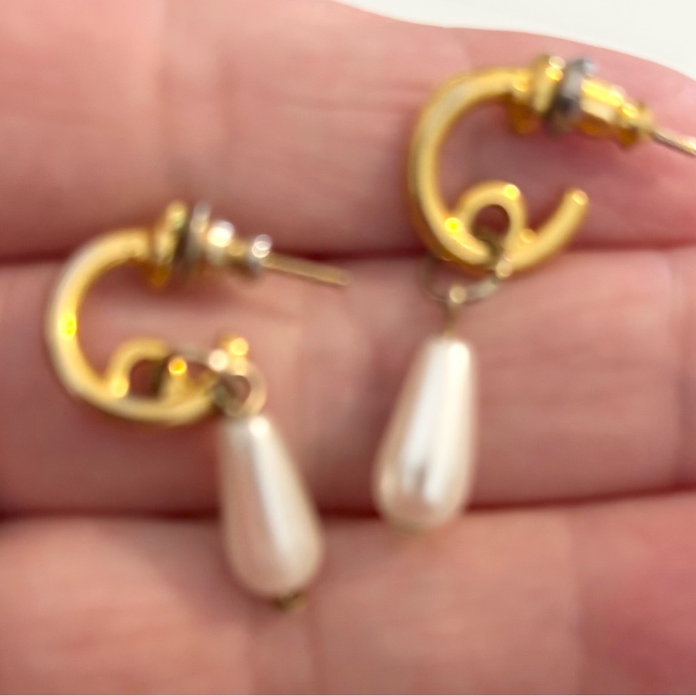 2 for $30 Elegant Gold Tone & Pearl Teardrop Earrings | Sophisticated Dangles